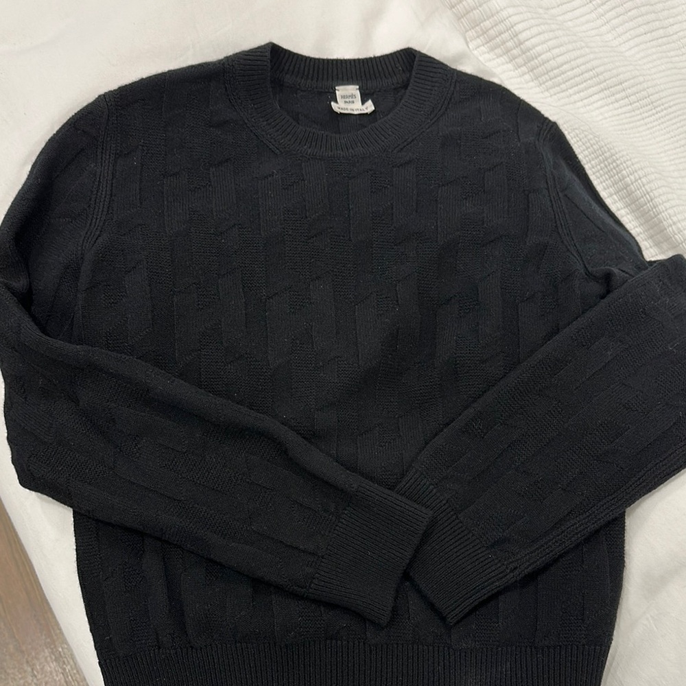 Hermes Black Crewneck Sweater Classic Knit